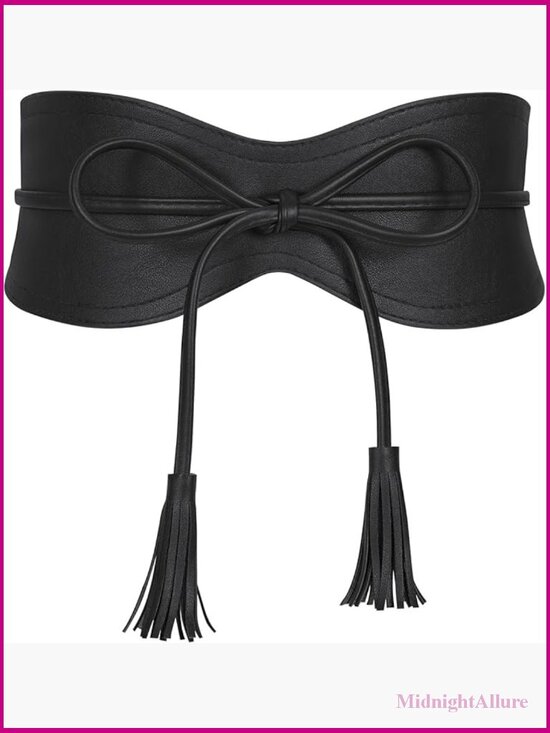 Accessories - Wide Obi Belt with Tassel Tie Waistband Cinch Corset Belt for Dress Fashion